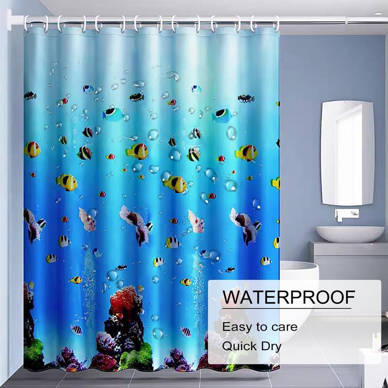 TIKABC Shower Curtain Liner, 4G PEVA Shower Liner, Plastic Waterproof Shower Curtains, 72x72 inch with Grommet Holes 3 Magnetic Weights - Image 3
